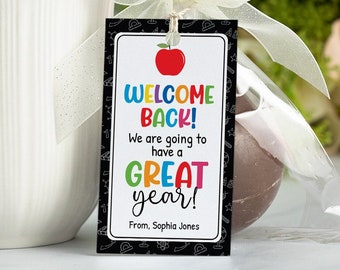 Welcome Back to School Tag, Editable Back to School Printable Gift Tag, First Day of School Gift Tag, Student Teacher Gift, Instant Download