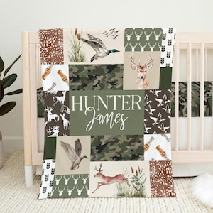 Personalized Hunting Baby Blanket, Mallard Duck Baby Blanket, Baby Boy Blanket With Name, Hunting Nursery, Camo Crib Bedding, Baby Bedding