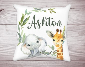 Personalized Child/'s Name Giraffe Face Jungle Animal Little Kids Standard Pillow Case