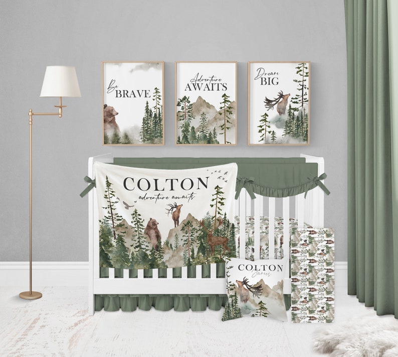 Woodland Crib Sheet Personalized Crib Sheets Boy Woodland Etsy
