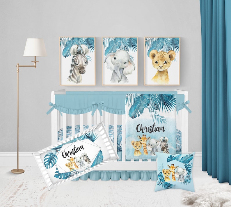 Baby Boy Crib Bedding Safari Crib Bedding Set Safari Etsy