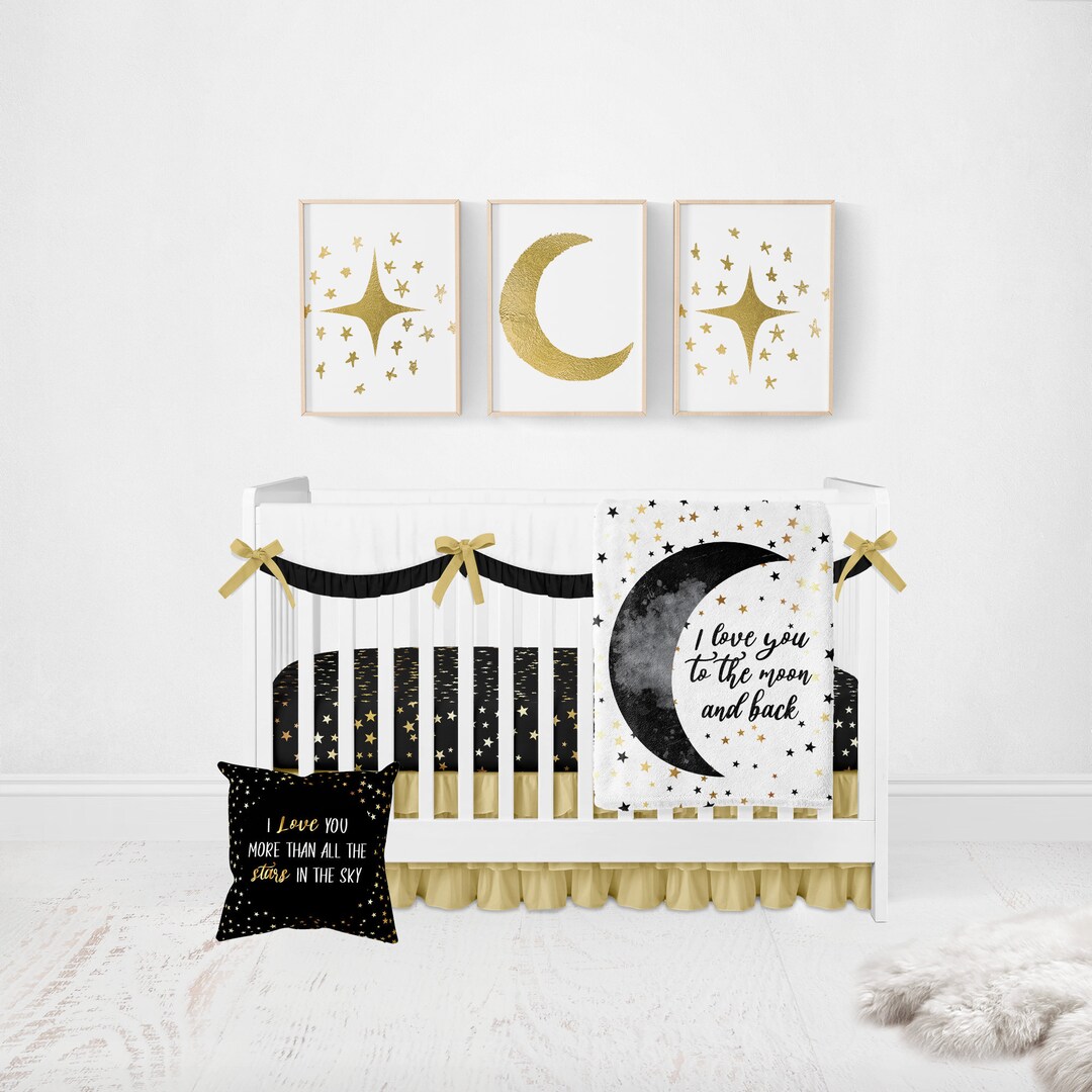 Moon Crib Bedding, Crib Bedding Set Neutral, Love You to the Moon and