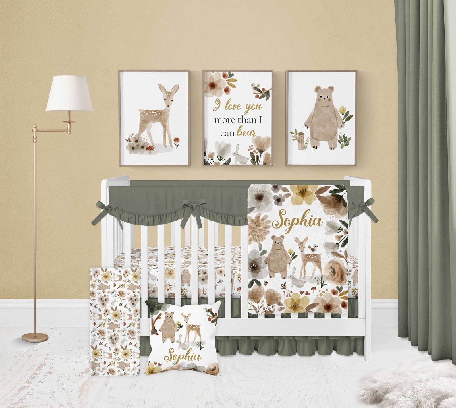 Baby Girl Woodland Crib Bedding Set Crib Bedding Set Girl Etsy