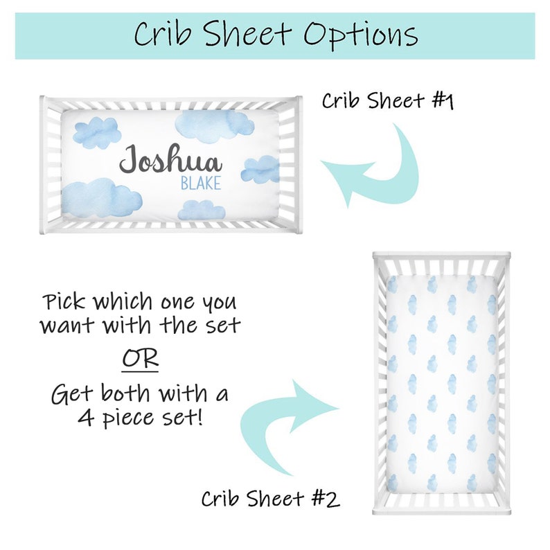 Cloud Crib Bedding Set Baby Boy Crib Bedding Cloud Nursery Etsy