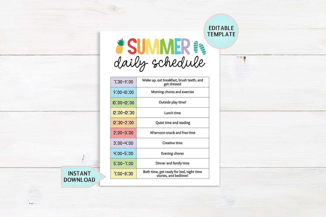 editable-kids-daily-schedule-template-summer-schedule-printable-daily-checklist-for-kids-summer-daily-routine-chart-checklist-download-etsy