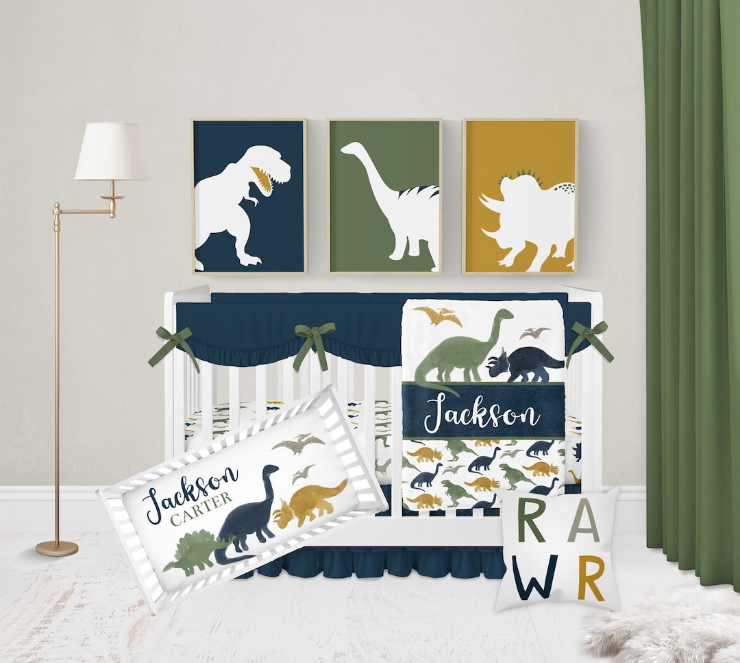 Dinosaur Crib Bedding Set, Baby Boy Crib Bedding, Boy Nursery Bedding