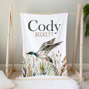 Personalized Mallard Duck Blanket, Baby Boy Blanket, Duck Baby Blanket, Duck Hunting Nursery, New Baby Gift, Mallard Duck Crib Bedding Boy