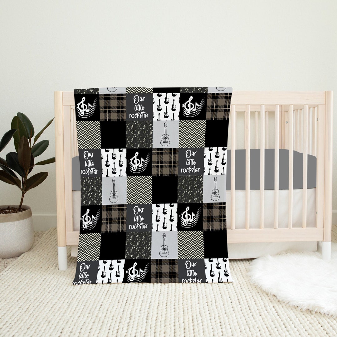 Guitar Blanket, Guitar Baby Boy Blanket, Music Baby Blanket, Baby