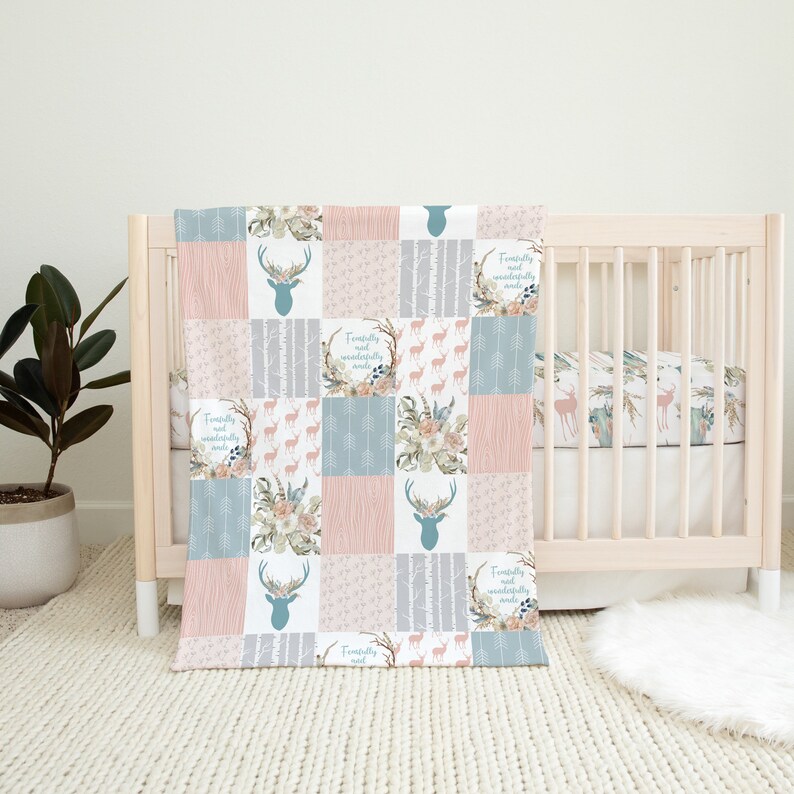 Woodland Baby Girl Bedding Baby Girl Deer Crib Bedding Set Etsy