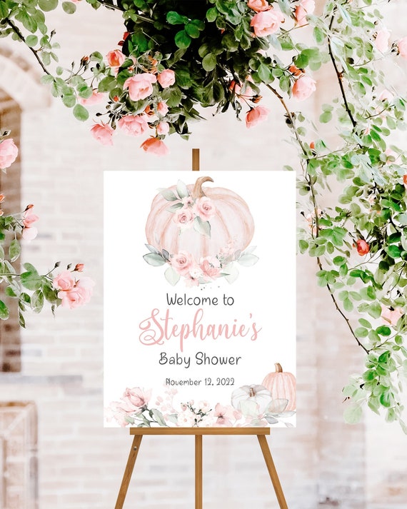 Little Pumpkin Baby Shower Sign, Pink Pumpkin Baby Shower Welcome Sign, Fall Baby Shower Decorations Girl, Little Pumpkin Baby Shower Decor