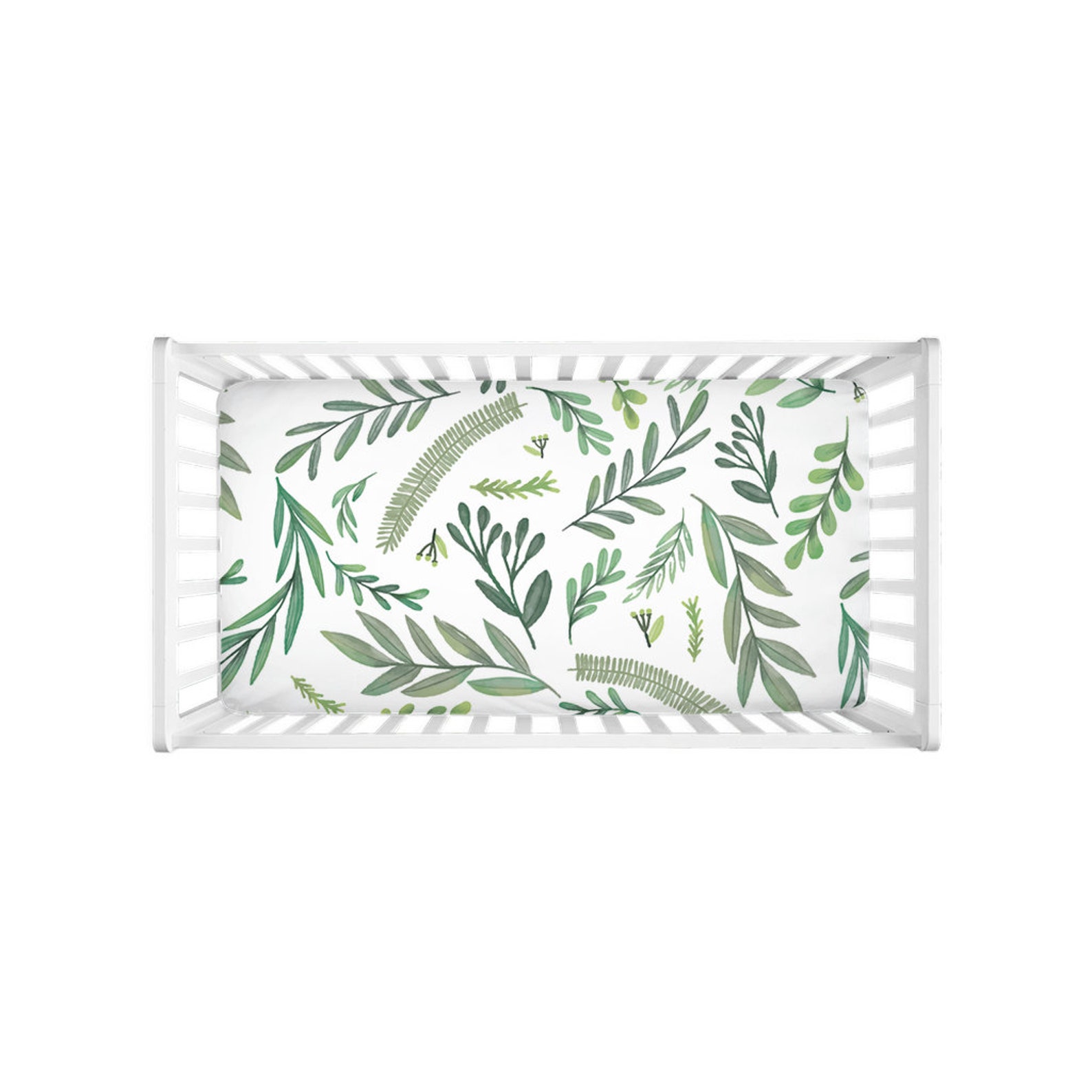 Botanical Crib Sheet Green Leaf Crib Sheet Greenery Crib Etsy