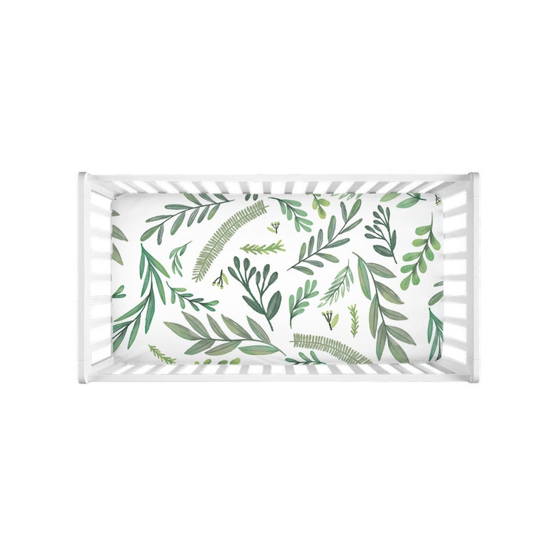 Botanical Crib Sheet Green Leaf Crib Sheet Greenery Crib Etsy