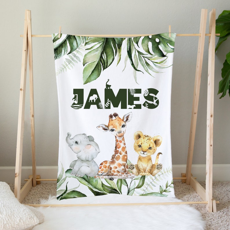 Personalized Safari Baby Blanket Baby Boy Blanket Safari Etsy