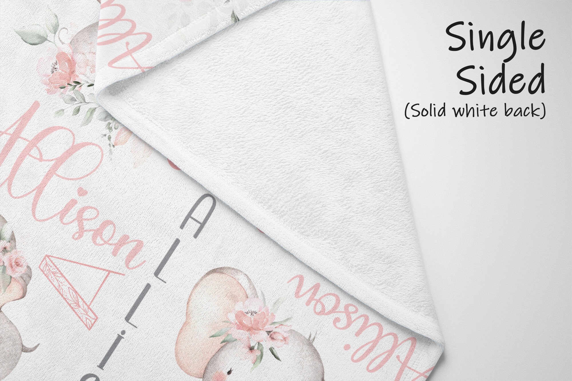 Personalized Baby Girl Elephant Blanket Pink Floral Elephant Etsy