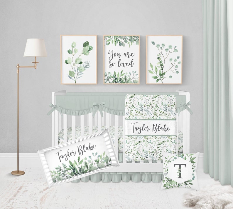 Greenery Crib Bedding Set Gender Neutral Crib Bedding Etsy