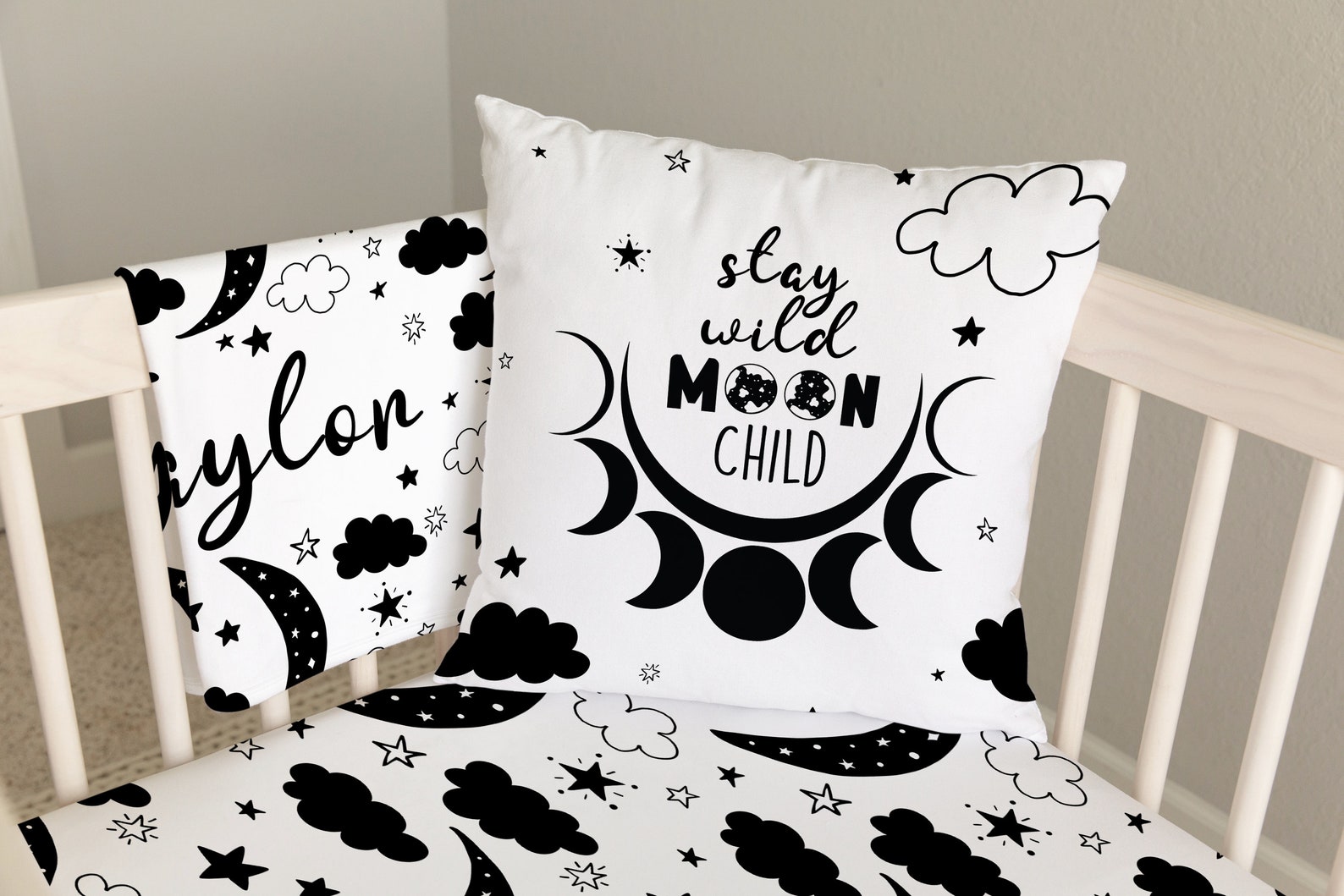 Moon and Stars Crib Bedding Set Gender Neutral Crib Bedding Etsy
