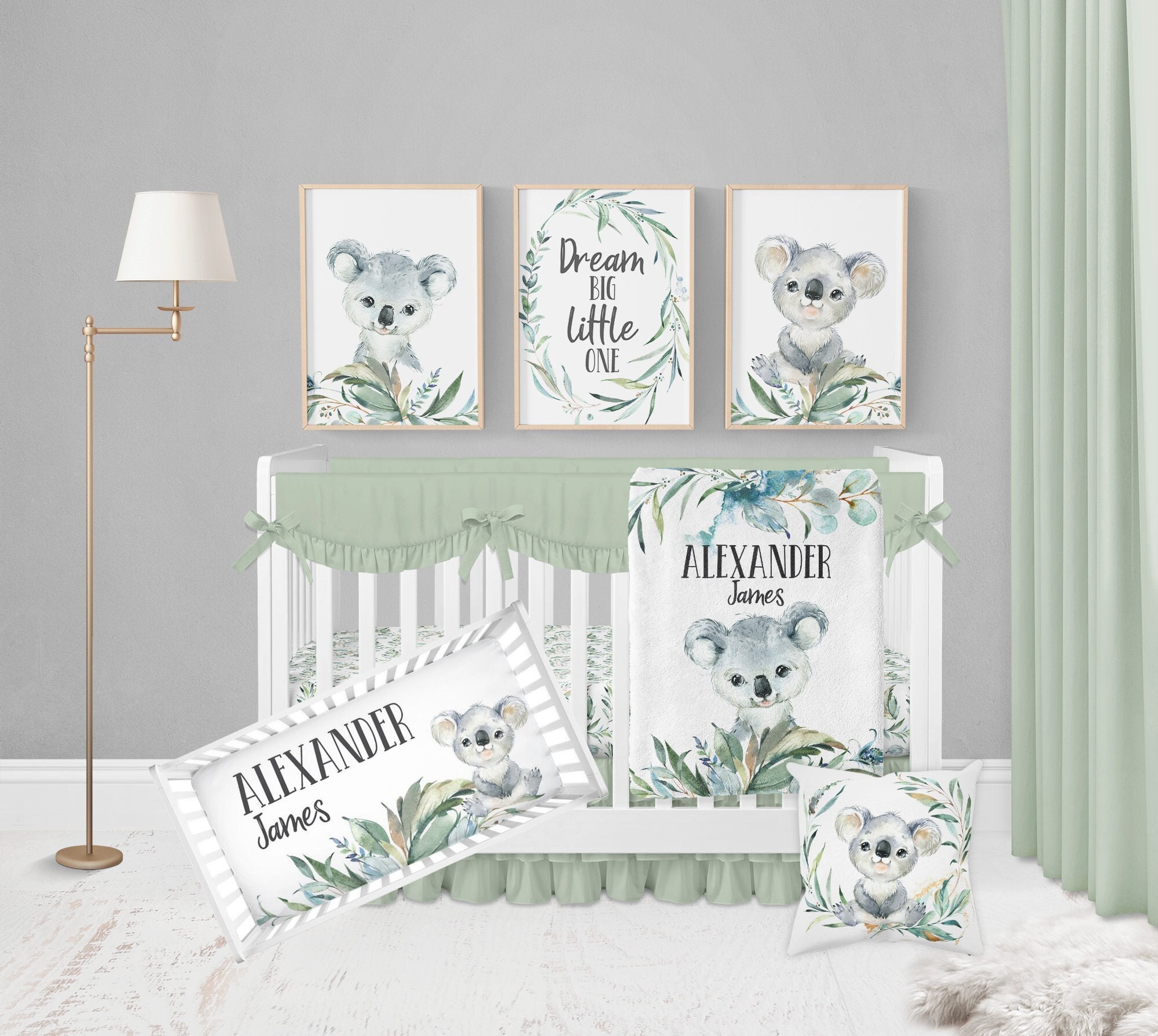Koala Crib Bedding Set, Baby Boy Crib Bedding, Koala Nursery Bedding