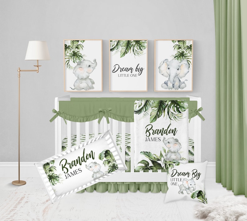Elephant Baby Bedding Set Baby Boy Crib Bedding Elephant Etsy