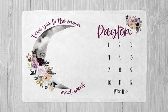 Moon Milestone Blanket Girl to the Moon and Back Baby Milestone Blanket Baby Shower Gift Personalized Moon Month Blanket Purple Floral Etsy Canada