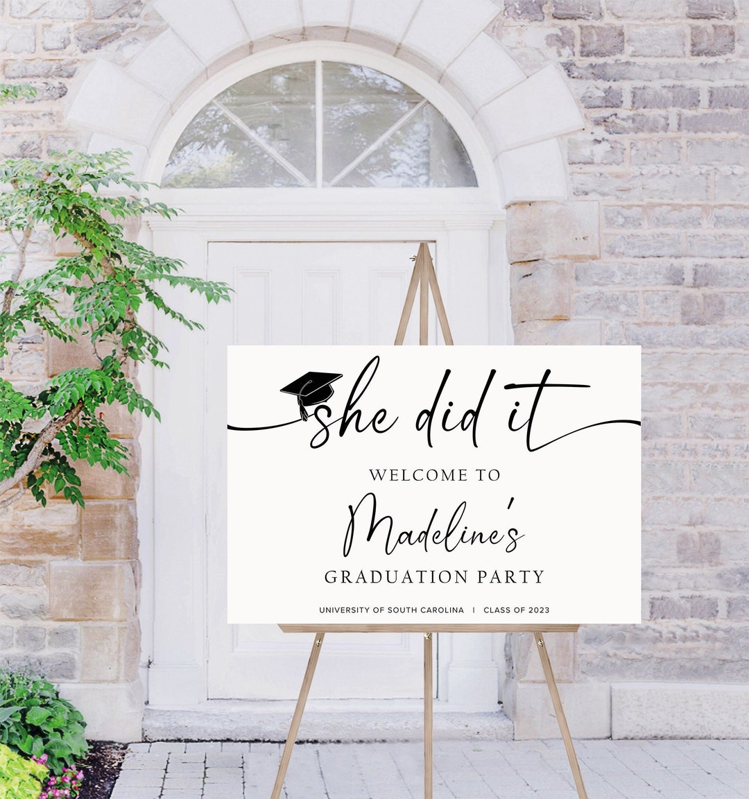 She Did It Graduation Party Welcome Sign Graduation Party Decorations