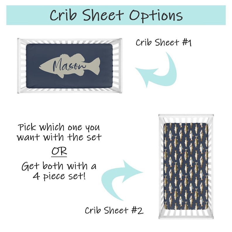 Fishing Crib Bedding Set, Baby Boy Crib Bedding, Fishing Nursery Decor, Custom Baby Bedding Crib Set, Baby Boy Bedding, Woodland Crib Sheets image 8