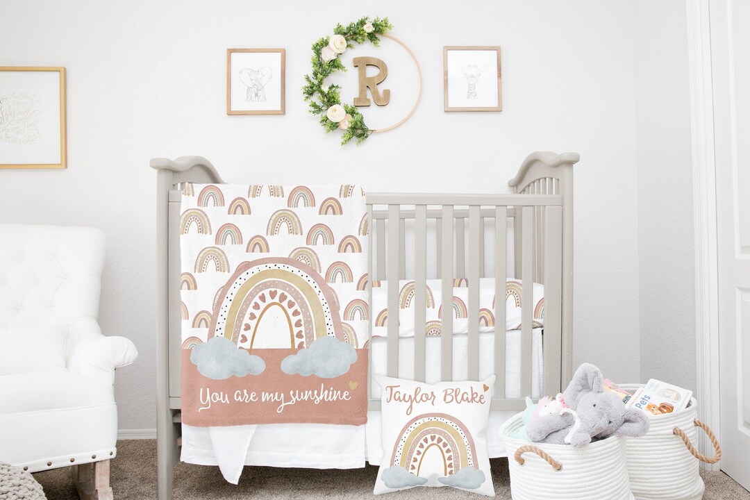 MINI Crib Bedding Set Rainbow Mini Crib Neutral Gender Etsy