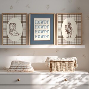 Western Nursery Wall Art Print Set, Cowboy Nursery Prints, Boy Nursery, Blue Nursery Decor, Western Boys Room Decor, Vintage Cowboy Decor image 2
