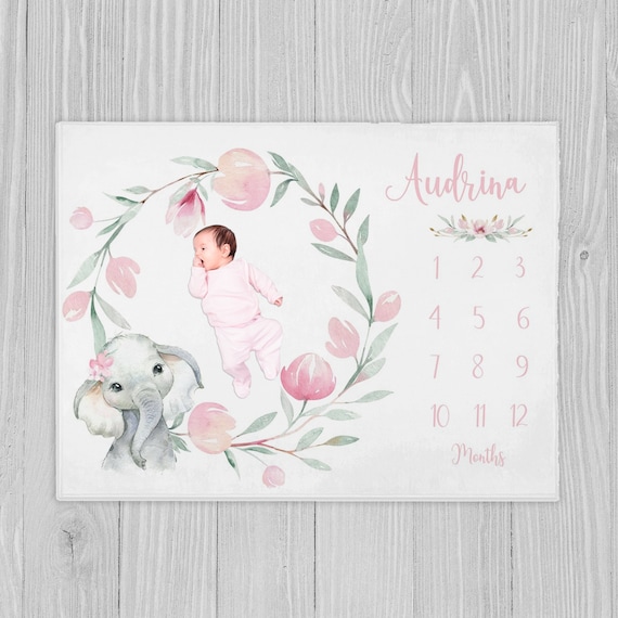Baby Girl Milestone Blanket Baby Month Milestone Blanket Floral