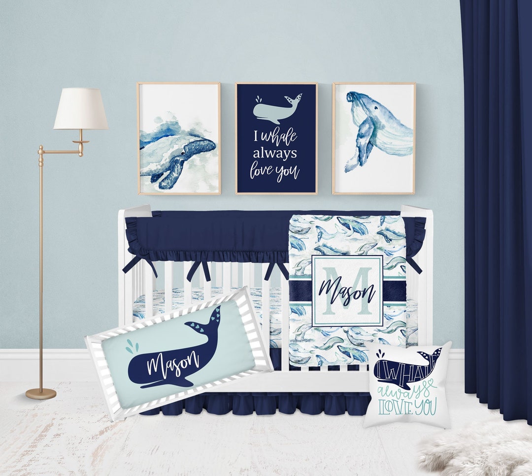 Ocean Crib Bedding Set Baby Boy Crib Bedding Set Whale Etsy