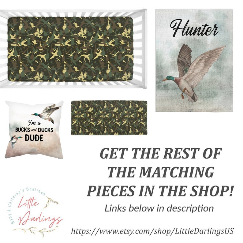 Personalized Mallard Duck Blanket, Duck Hunting Baby Blanket, Woodland Baby Blanket Duck Hunting Nursery, Baby Shower Gift Baby Name Blanket image 7