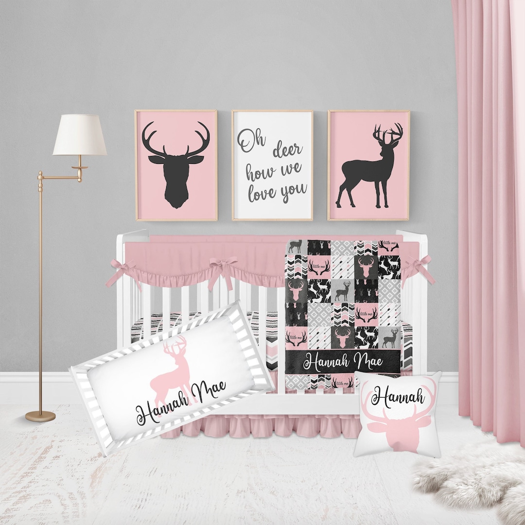 Woodland Crib Bedding Set Girl, Baby Girl Crib Bedding Set, Woodland ...