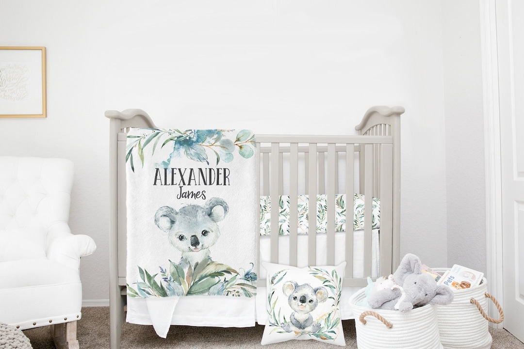 MINI Crib Bedding Set, Koala Crib Bedding Set, Baby Boy Mini Crib Set