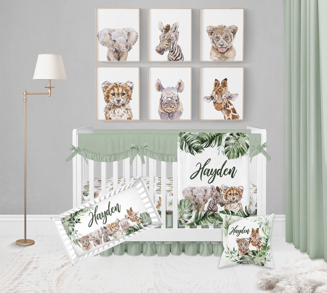 Safari diagostic themed crib bedding
