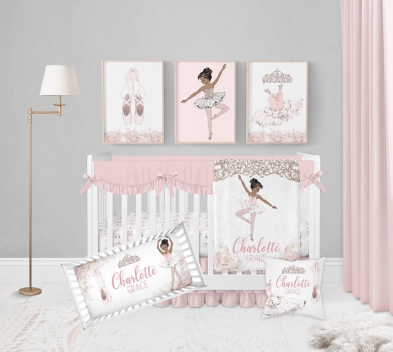Ballerina Black Girl Nursery Ballerina Crib Bedding Set Baby Girl Crib Bedding Personalized Baby Girl Blanket Ballet Pink Crib Bedding Etsy