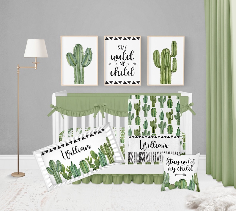 Cactus Crib Bedding Set Boy Baby Boy Crib Bedding Cactus Etsy