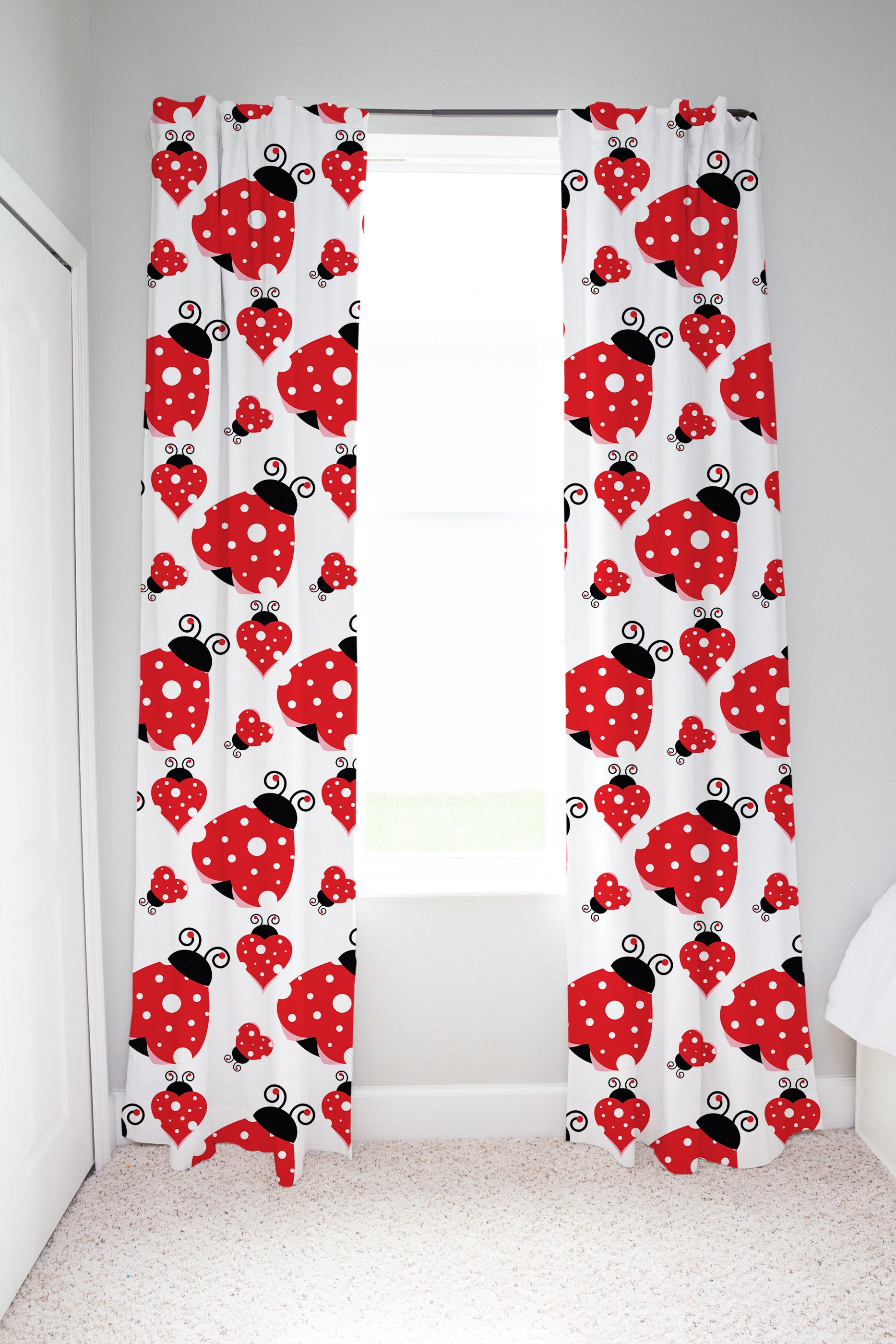 Ladybug Nursery Curtains Ladybug Window Curtains Baby Girl Etsy