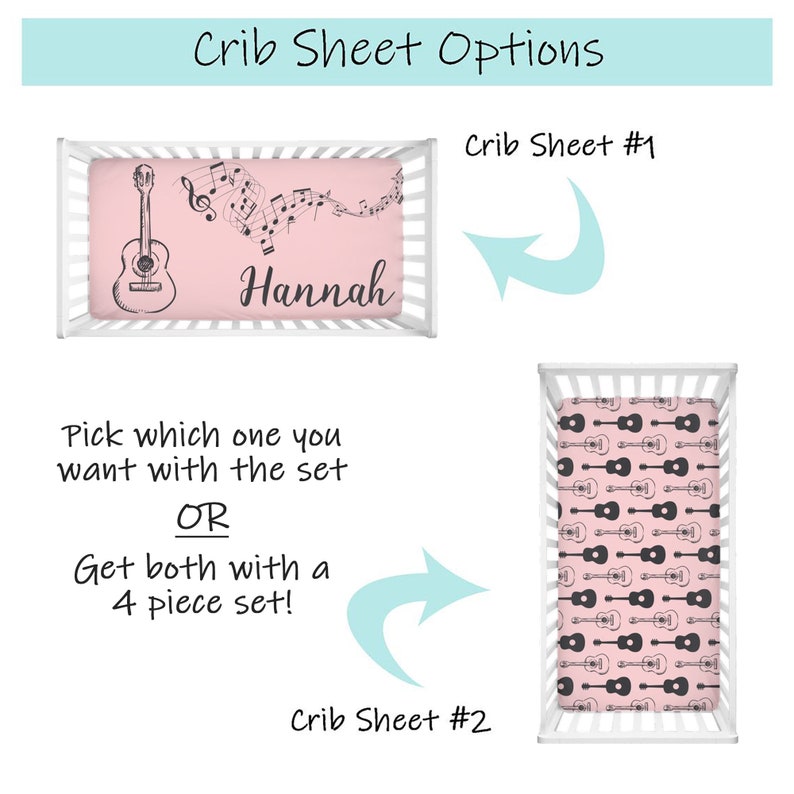Guitar Crib Bedding Set Baby Girl Crib Bedding Set Pink Crib Etsy