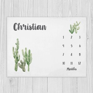 Kaktus Meilenstein Decke, Junge Meilenstein Decke, Baby Shower Geschenk, monatliche Decke, Western Meilenstein Decke, personalisierte Baby Decke