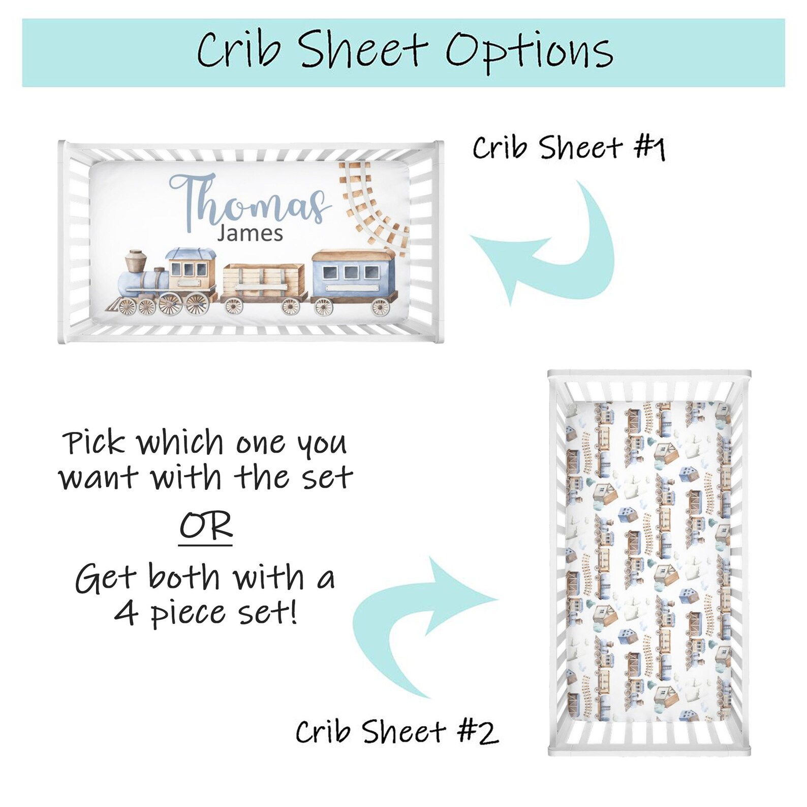 Train Crib Bedding Set Baby Boy Crib Bedding Travel Nursery Etsy