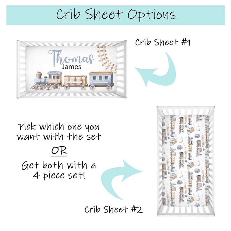 Train Crib Bedding Set Baby Boy Crib Bedding Travel Nursery Etsy