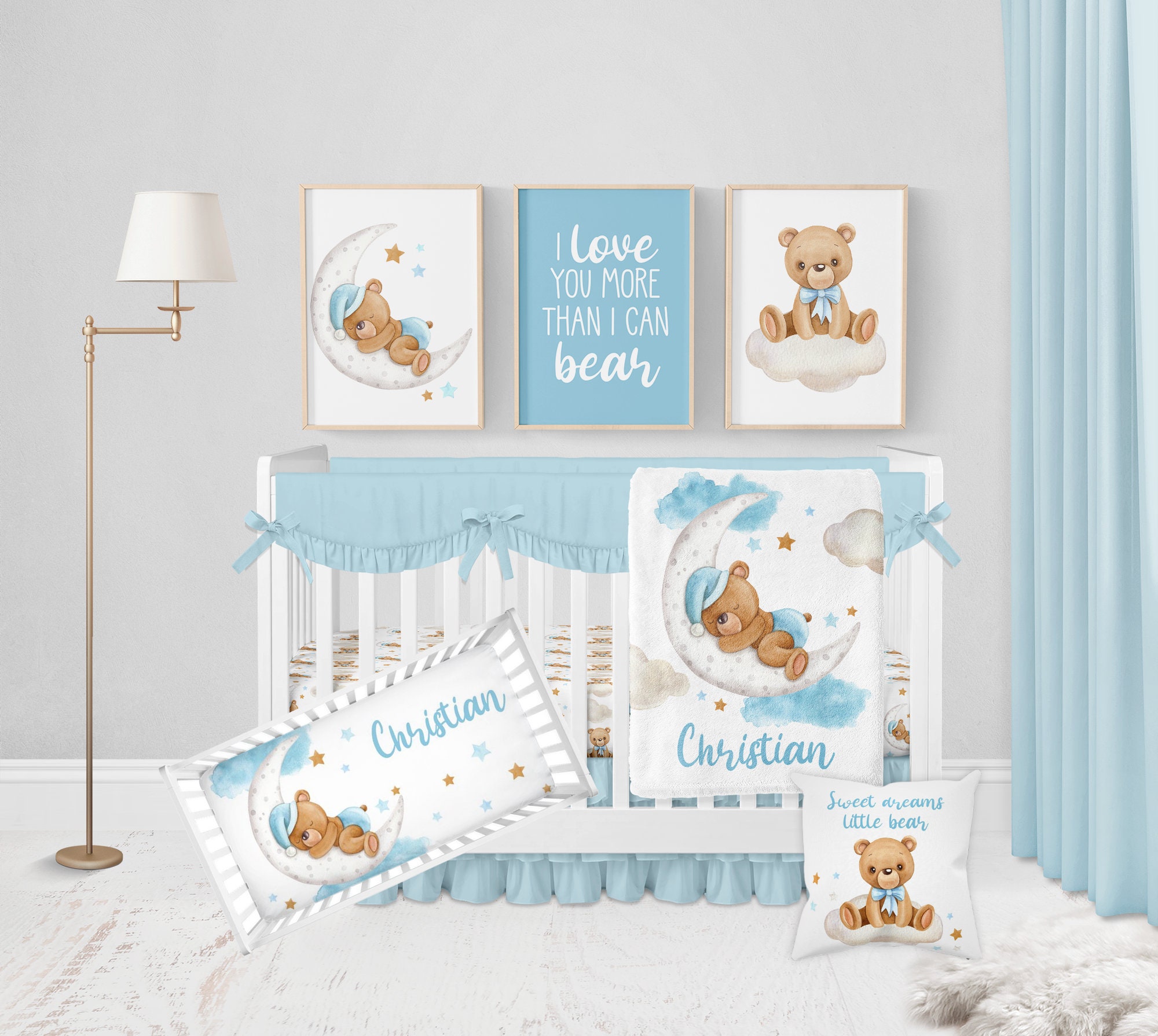 Crib Sheets Fitted Personalized Sleeping Bear Crib Bedding Set