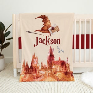 Personalized Wizard Blanket, Baby Boy Blanket, Boy Name Blanket, Wizard Baby Blanket, Wizard Bedding, Baby Shower Gift, Christmas Gifts Kids