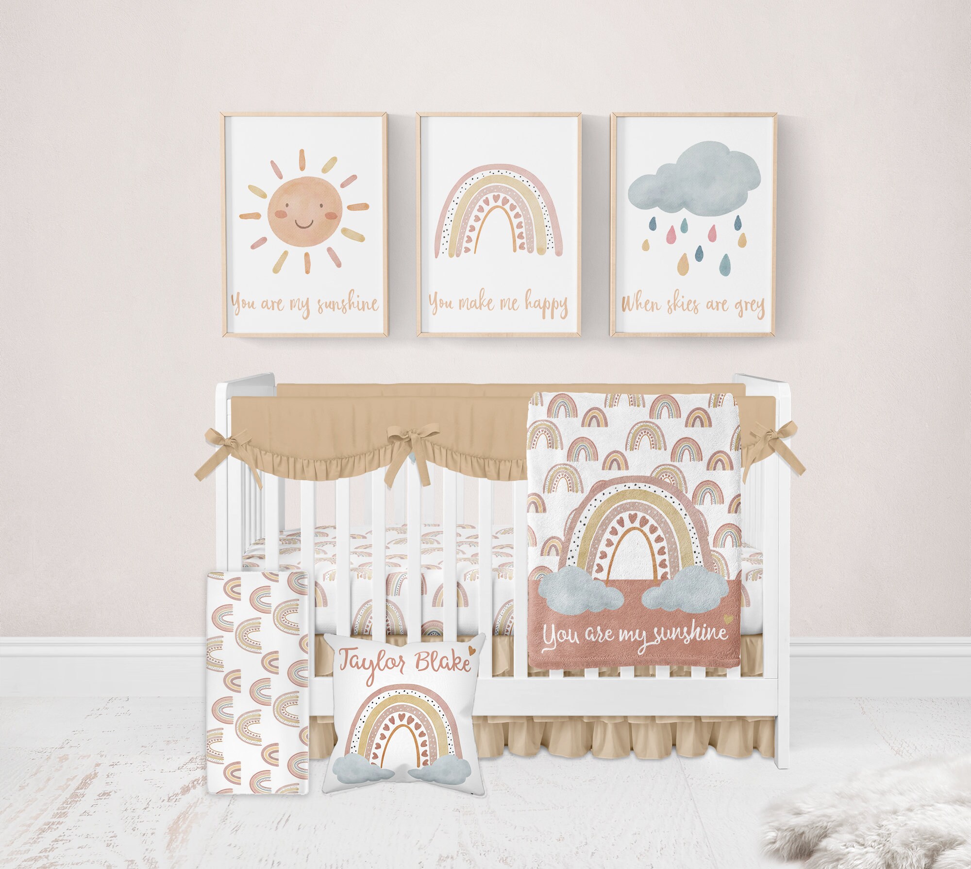 Rainbow Crib Sheet Rainbow Crib Bedding Neutral Crib Etsy