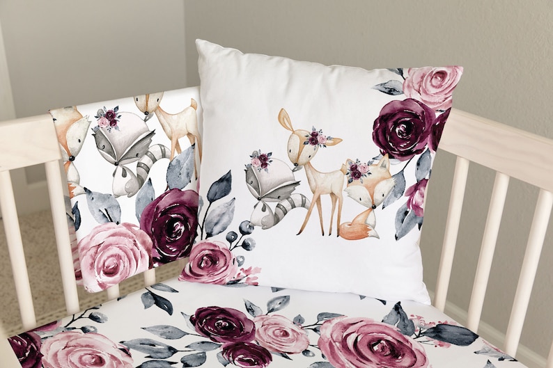 Baby Girl Woodland Crib Bedding Set Girl Crib Bedding Etsy