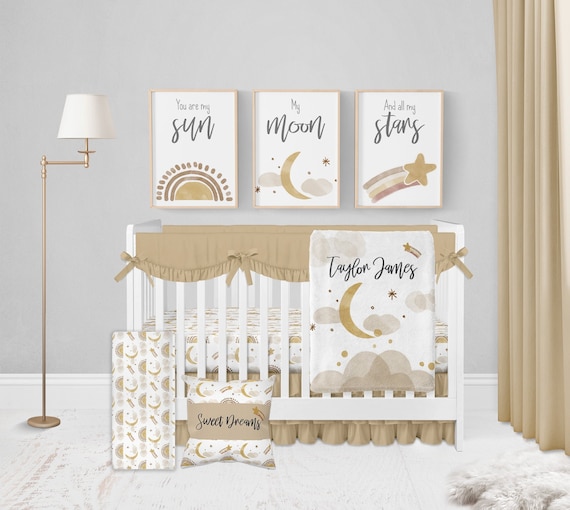 boho crib and dresser set Bedding Set, Gender Neutral Crib Bedding, Boho Nursery, Moon Stars Crib Bedding, Sun, Clouds, Baby Girl, Baby Boy Crib Bedding gender neutral boho nursery