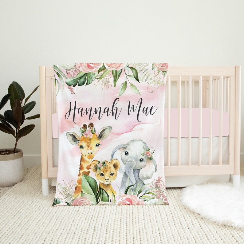 Safari Crib Bedding Set Baby Girl Crib Bedding Pink Floral Etsy