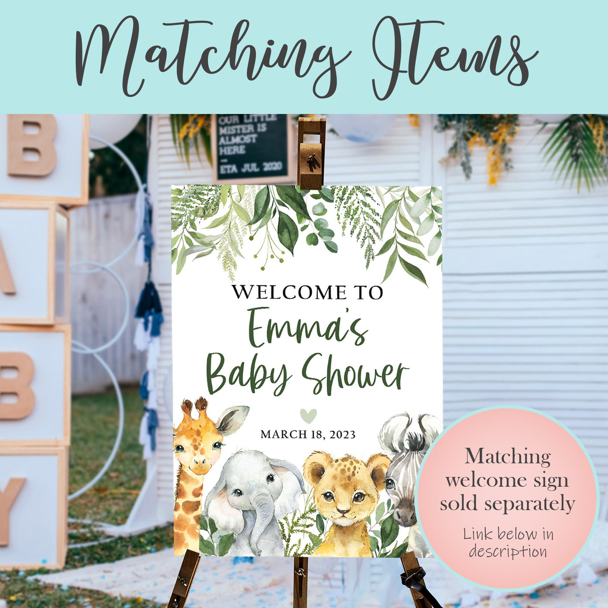 Modello Modificabile Segnaposto Animali Safari Nella Giungla, Carte Tenda,  Etichette Alimentari, Biglietti Da Visita Stampabili, Download, image size:2000x2000