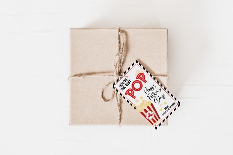 May include: A brown gift box tied with twine and a gift tag that reads "You're the best POP Happy Father's Day! Love, John & Sophia".
