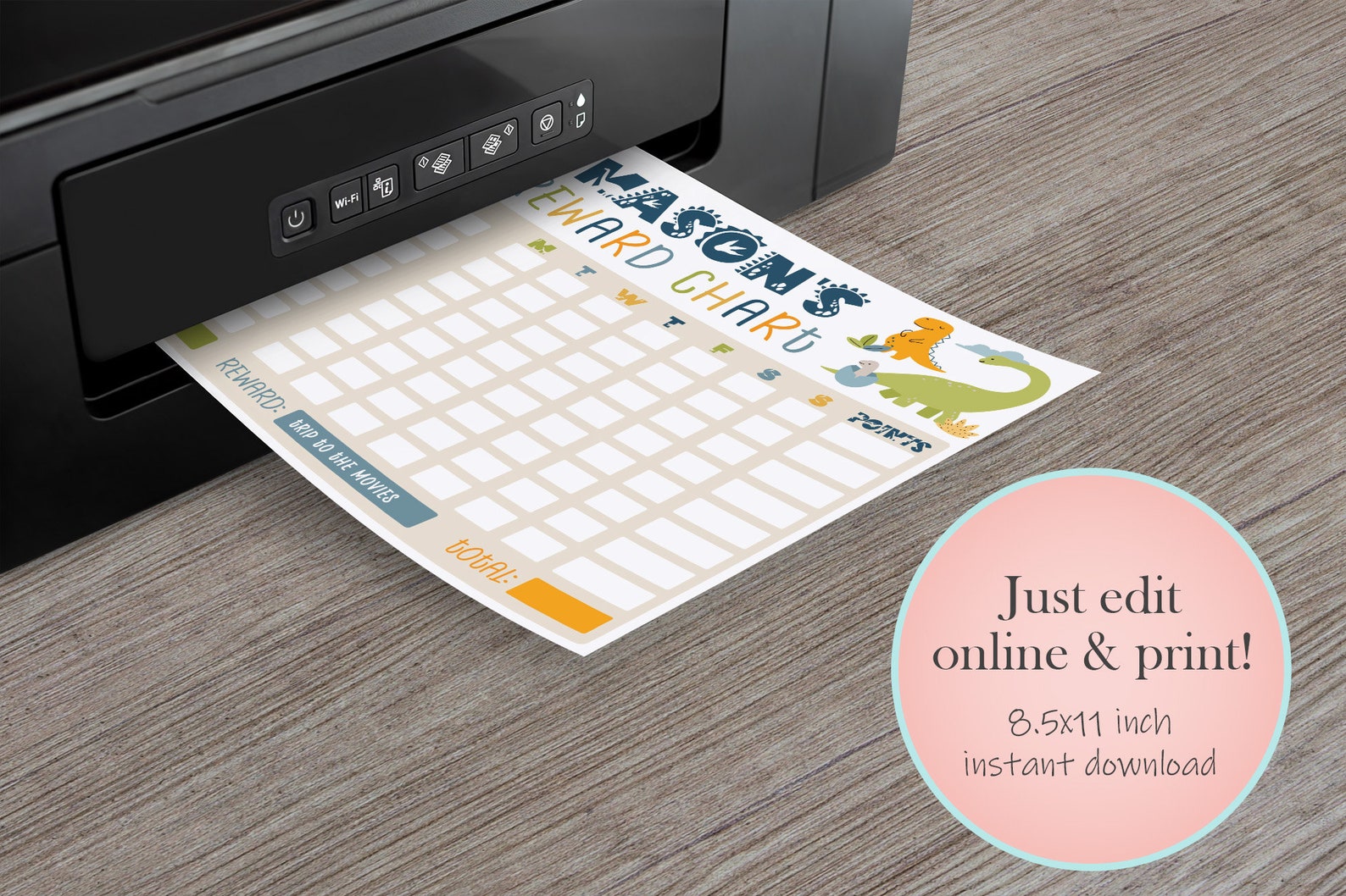 Editable Dinosaur Reward Chart, Printable Dinosaur Chore Chart for Kids ...