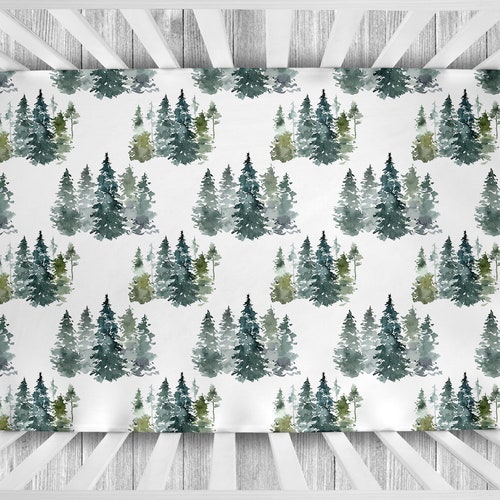 Woodland Baby Bedding Green Fitted Crib Sheets mini Crib Etsy Canada
